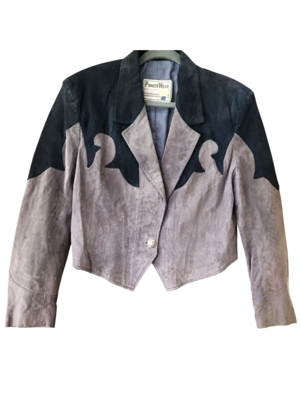Pioneer Wear Women's L Suede Leather Cropped Western Jacket Concho Colorblock